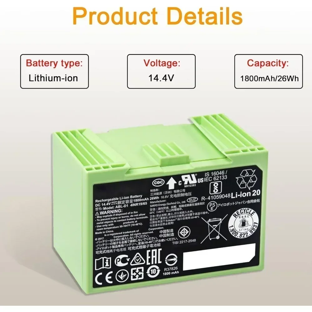 Pour iRobot Roomba i7 batterie - 4S Lipo Battery 14.8V 6000Mah avis et prix